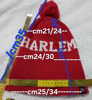 Berretto Harlem lana rosso con pompon