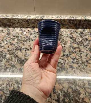 Juego de vasos de cerámica azul