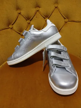 Adidas Stan Smith Plata Velcro