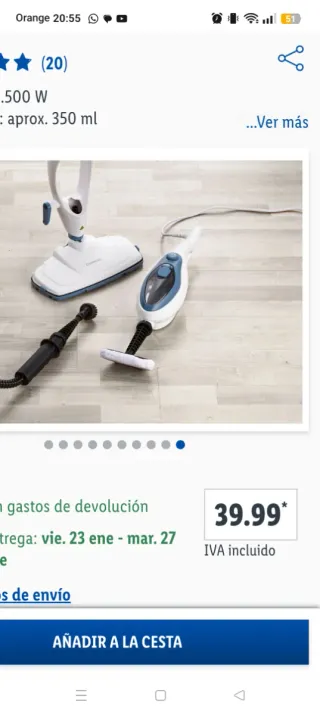 Mopa de vapor y limpiador de mano 2 en 1