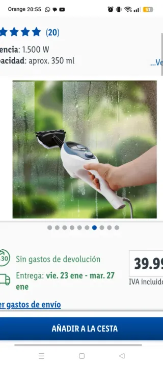 Mopa de vapor y limpiador de mano 2 en 1