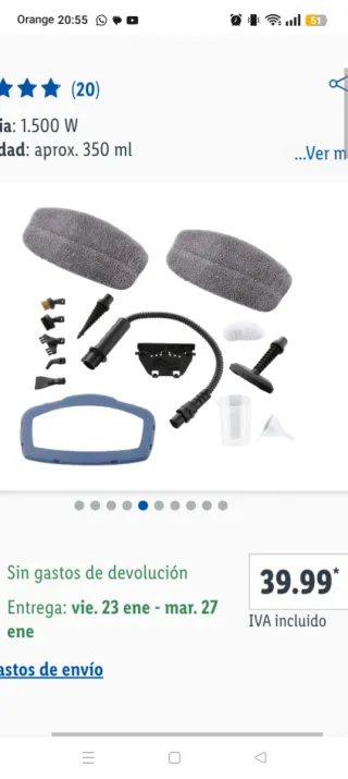 Mopa de vapor y limpiador de mano 2 en 1