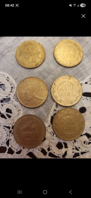 Lotto 6 monete 200 Lire Italiane dal 1978 al 1996