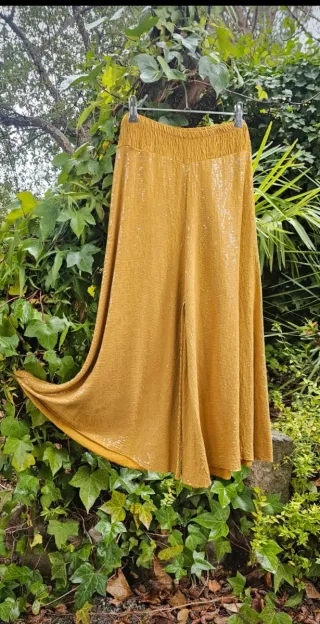 Pantalón palazzo midi fluído