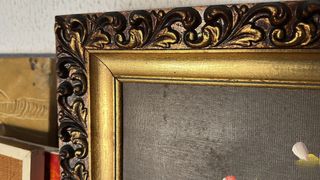 Cuadro pintado al óleo flores doradas!