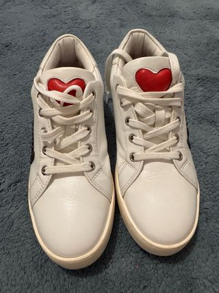 Zapatillas Love Moschino Mujer Blancas Rojas