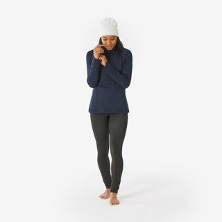 Camiseta térmica mujer, BL TOP 500 1/2 cremallera azul