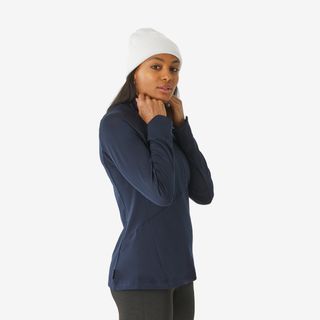 Camiseta térmica mujer, BL TOP 500 1/2 cremallera azul