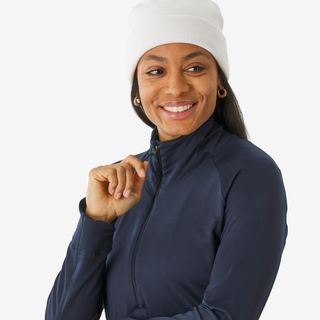 Camiseta térmica mujer, BL TOP 500 1/2 cremallera azul