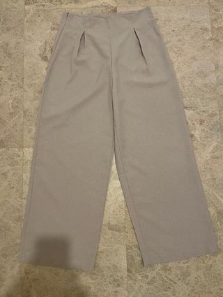 Pantalón ancho beige