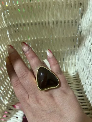 Anillo Vintage Ajustable Piedra Marrón