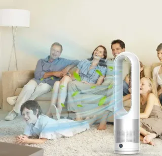 Ventilador Torre Blanco y Plateado