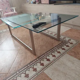 Mesa de centro cristal y metal 130x65cm