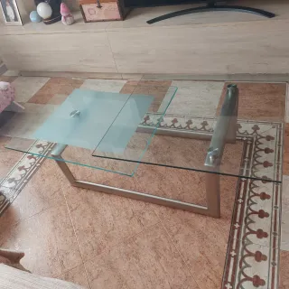 Mesa de centro cristal y metal 130x65cm
