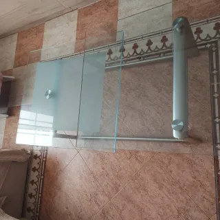 Mesa de centro cristal y metal 130x65cm