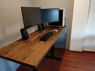 Escritorio elevable-Tablero Ikea y patas Flexispot