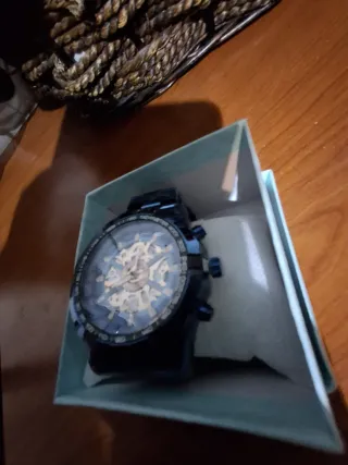 Reloj Hombre Nuevo Caja Azul Negro