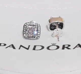 Pendientes Pandora Circonita Cuadrada Plata