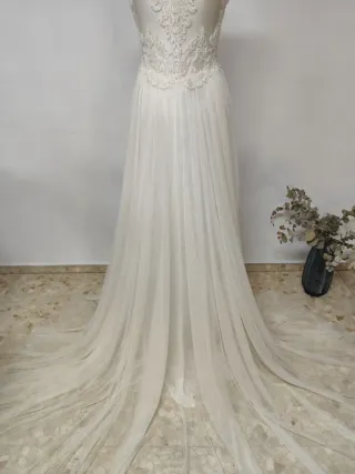 Vestido de Novia Rosa Clará Pedrería Tull
