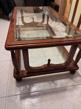 Mesa de centro clásica madera y cristal