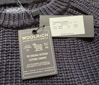 Woolrich Uomo Maglia Maglione Lana Righe Blu Tg. L