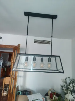 Lámpara colgante cristal y metal