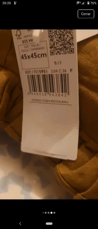 Funda Cojín Mango ,verde caqui, Nueva a estrenar