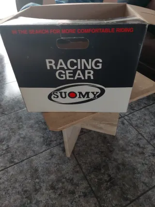 Casco de moto SUOMY azul y plata. Talla M.