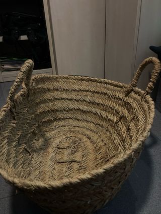 Capazo de leña / Cesta de mimbre y yute