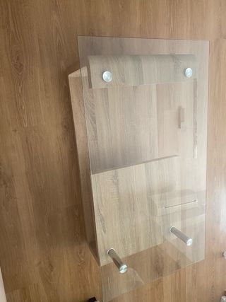 Mesa de centro cristal y madera