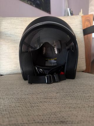 Casco Jet Moto Negro Mate Talla S