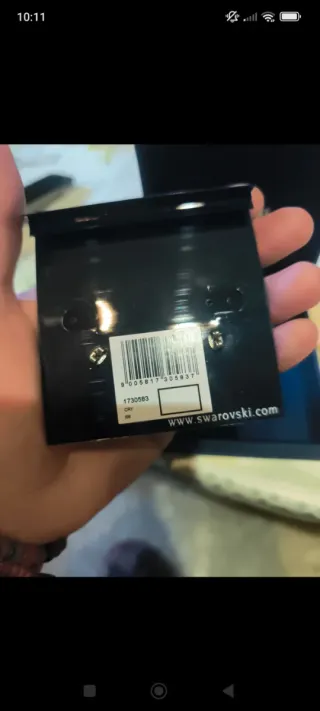 Pendientes botón Swarovski plata