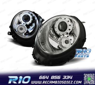 FAROS PARA MINI COOPER R56 R57 06-14 OJOS ANGEL FONDO CROMO