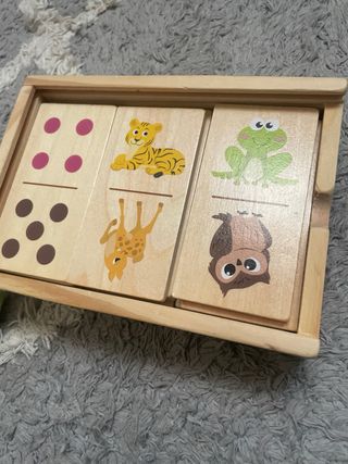 Dominó infantil animales madera juego niños