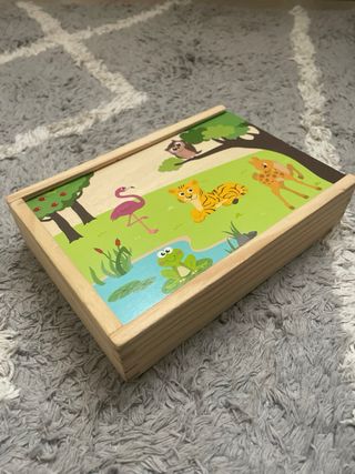 Dominó infantil animales madera juego niños