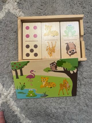 Dominó infantil animales madera juego niños