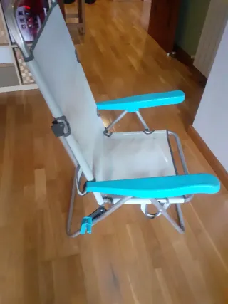 Silla hamaca playa beige y turquesa