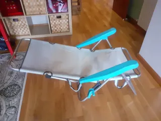 Silla hamaca playa beige y turquesa