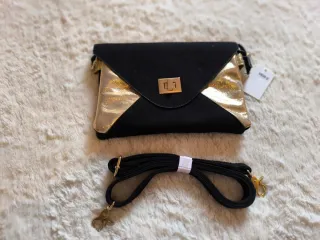 Bolso bandolera negro y dorado nuevo