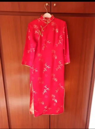 Vestido Cheongsam Chino Rojo Dorado