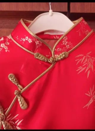 Vestido Cheongsam Chino Rojo Dorado