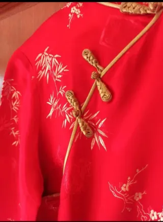 Vestido Cheongsam Chino Rojo Dorado