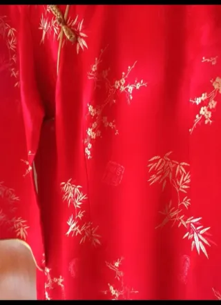 Vestido Cheongsam Chino Rojo Dorado