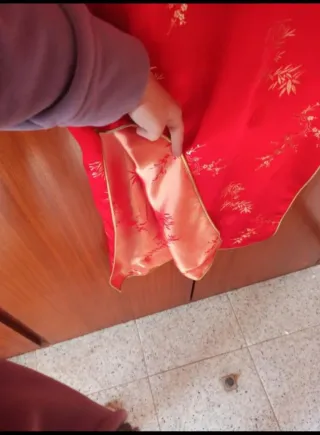 Vestido Cheongsam Chino Rojo Dorado