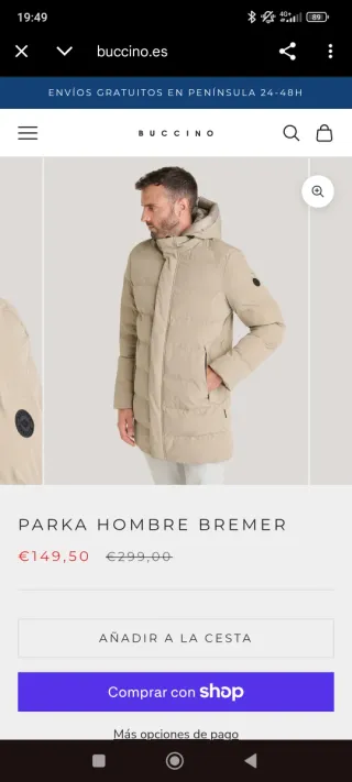 Parka Abrigo Buccino Hombre Beige