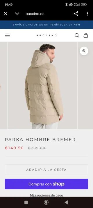 Parka Abrigo Buccino Hombre Beige