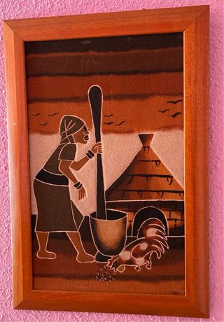 Cuadro artesanal étnico enmarcado