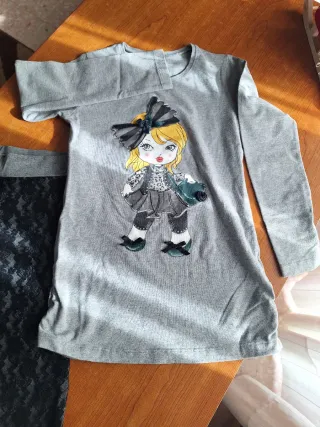 Lotto Nucleo maglia grigia + leggins in pizzo nero