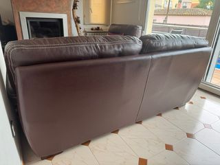 Sofá de piel marrón 3 plazas