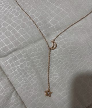 Collana acciaio inox oro rosa luna stella